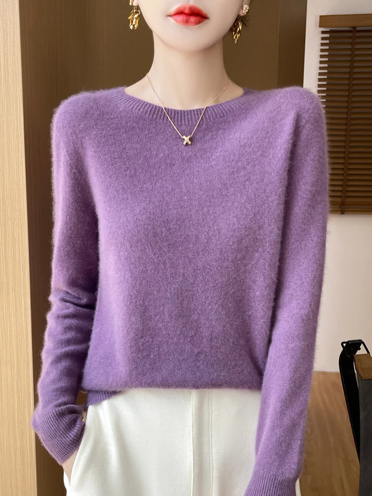 
                  
                    MOUNT Autumn Winter Women Clothing O-Neck Pullover 100% Merino Wool Sweater New Fashion Cashmere...
                  
                