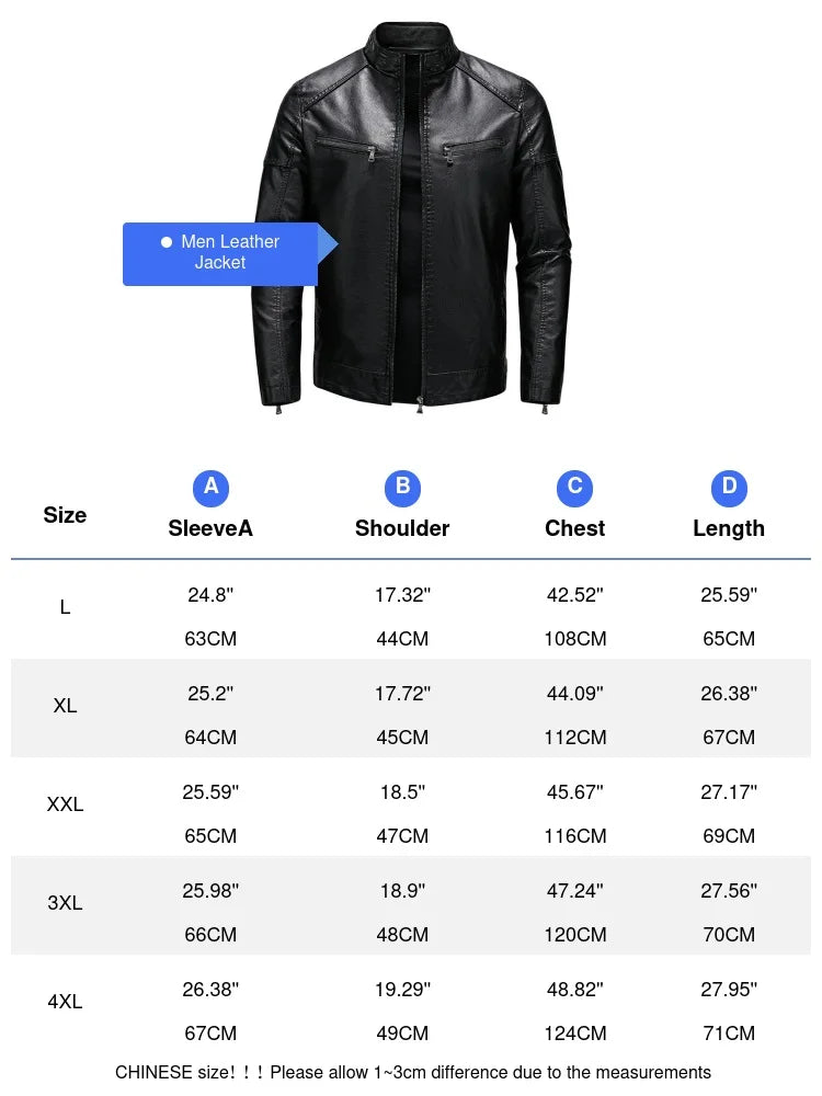 
                  
                    Autumn Winter Men's PU Leather Jacket Stylish Men Stand Collar Windbreaker Coats Men Warm Business Leather Jackets Clothing
                  
                