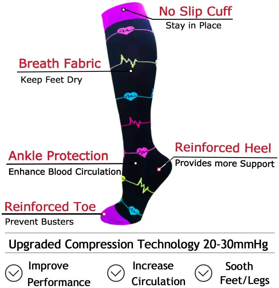 
                  
                    Nurse Compression Socks Women Cycling Running Sports Compression Stockings Medical Fit For Medical Edema Diabetes Varicose Vein
                  
                