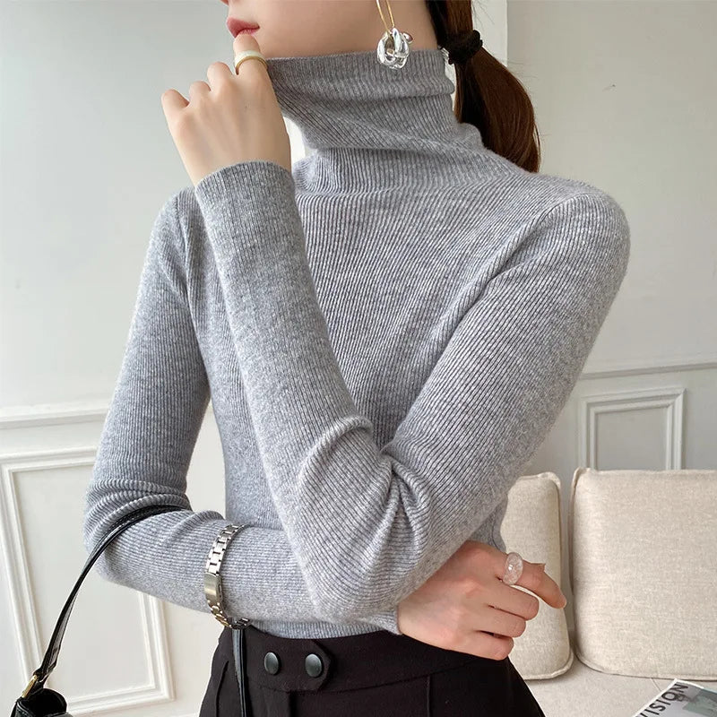 
                  
                    Women Sweater Winter Cashmere Turtleneck Warm Knitwear Korean Casual Solid Bottoming Shirt Fashion Knit Pullovers Brown Sweater
                  
                