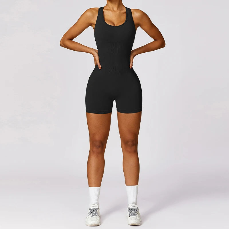 
                  
                    Women Short Sports Suit Gym Set Women Short Jumpsuit Short Yoga Clothes Rompers Stretch Sports Jumpsuit Female Workout Bodysuits - MOUNT
                  
                