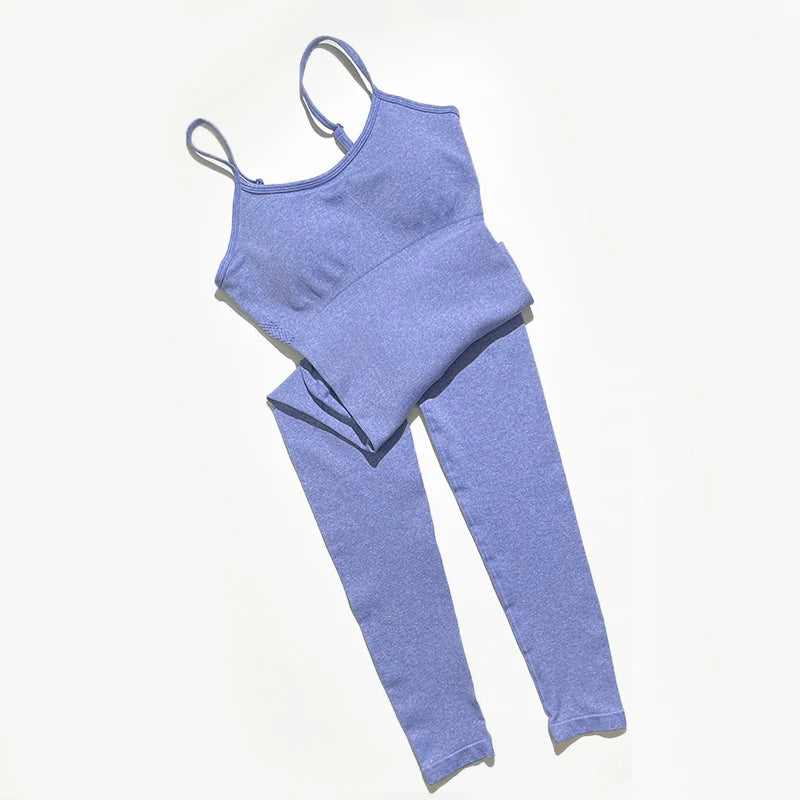 
                  
                    Seamless Yoga Jumpsuit Women Spaghetti Strap Leisure Workout Gym Leggings Padded Bra One-piece Bodysuits
                  
                