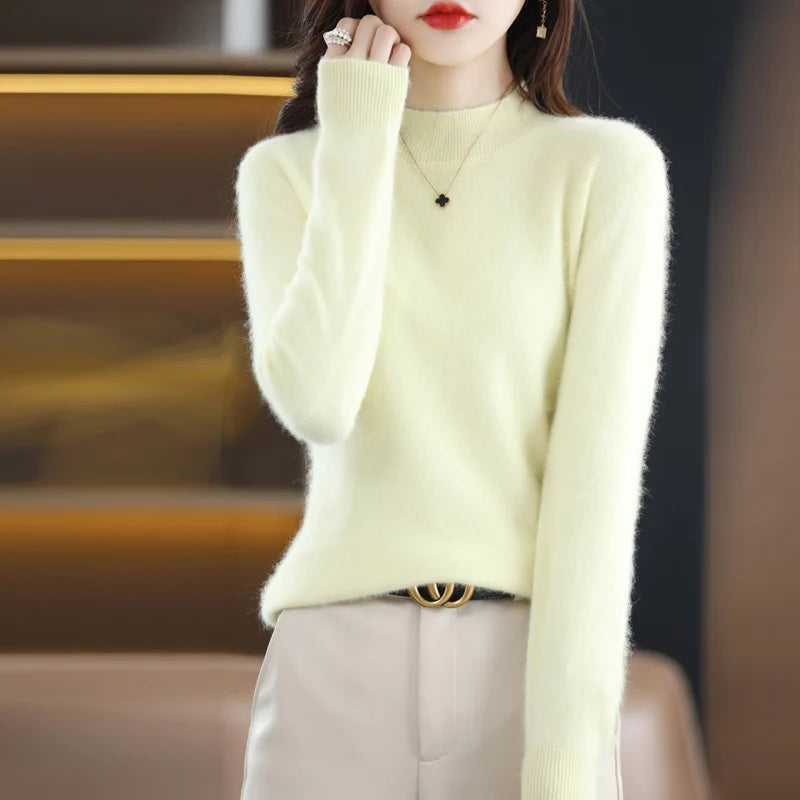 
                  
                    MOUNT Autumn and Winter New 100% Mink Cashmere Women's Sweater Half High Collar Pullover Casual...
                  
                