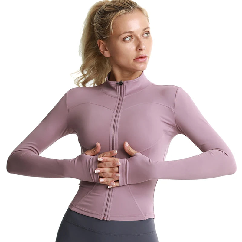 
                  
                    Women Athletic Sport Jacket Slim Fit Long Sleeve Fitness Coat Yoga Tops Sport Outfit With Thumb Holes Gym Jacket Workout Wear - MOUNT
                  
                