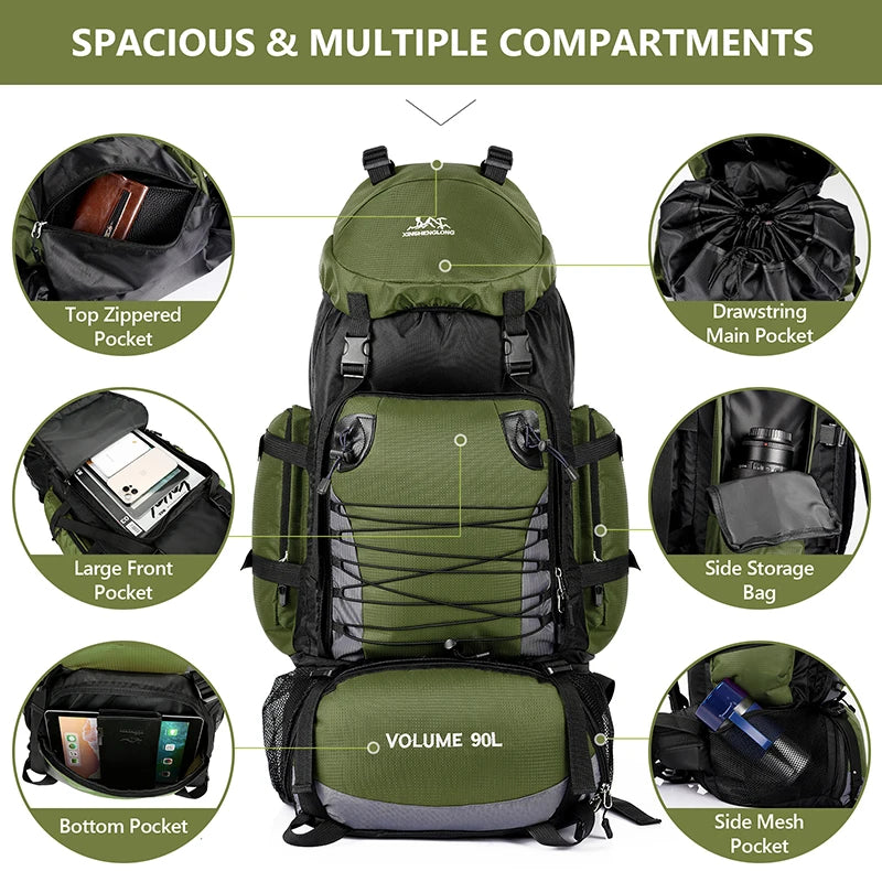 
                  
                    90L Travel Bag Camping Backpack Hiking Army Climbing Bags Mountaineering Large Capacity Sport Bag Outdoor Military Men Rucksack - MOUNT
                  
                