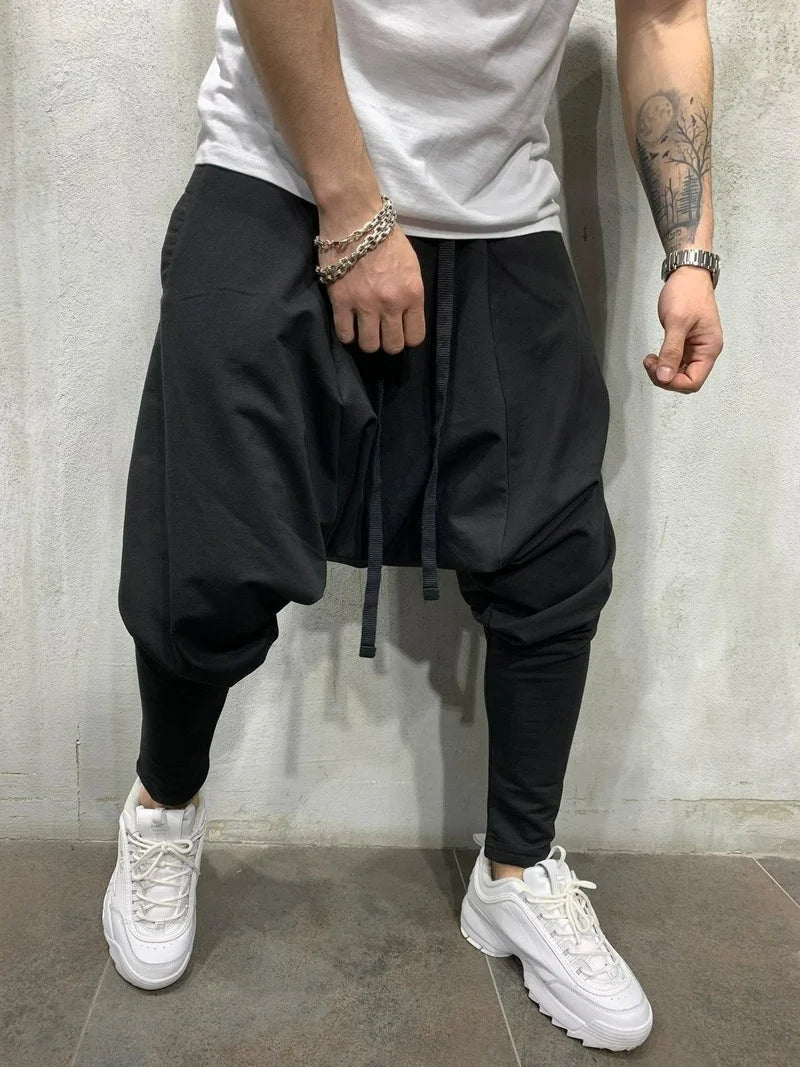 MOUNT Mens Clothing Men's New Hip-hop Trend Trousers European American Loose Solid Color Feet...