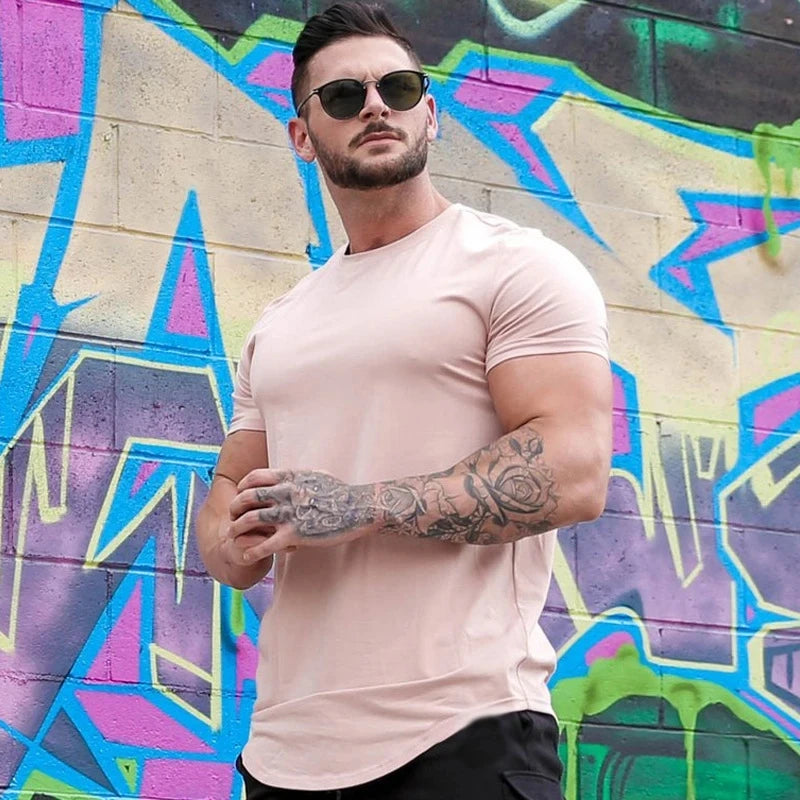 
                  
                    MOUNT Muscle Fitness T-shirt Summer Men's Athleisure Workout short sleeve T-shirt High Quality...
                  
                