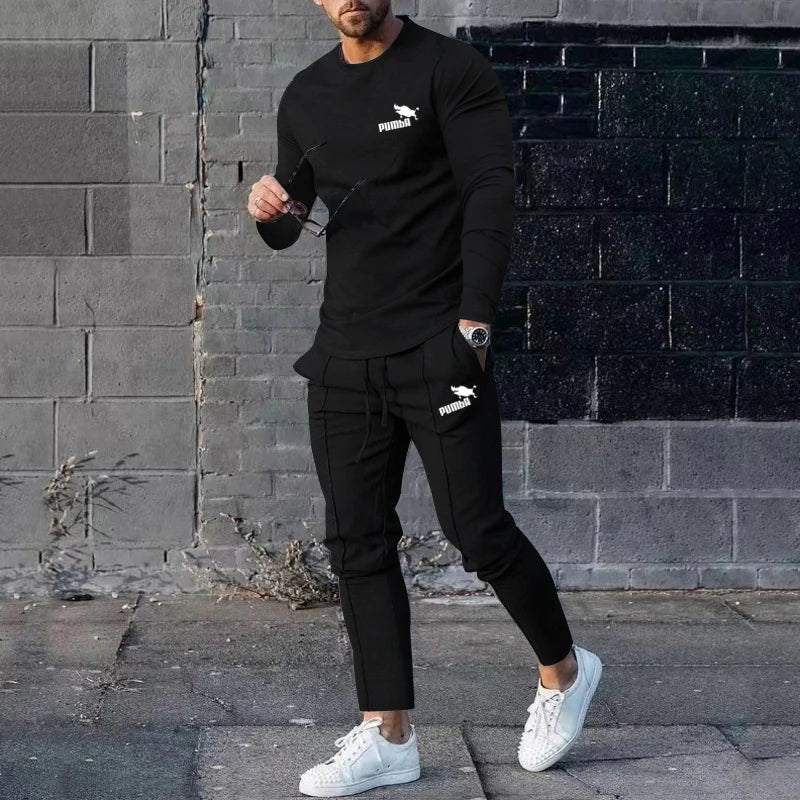 
                  
                    Men's Spring Autumn Round Neck Long sleeved T-shirt Trousers Suit For Men Clothing Casual Fashion Sports 2 Piece Set Tracksuits
                  
                