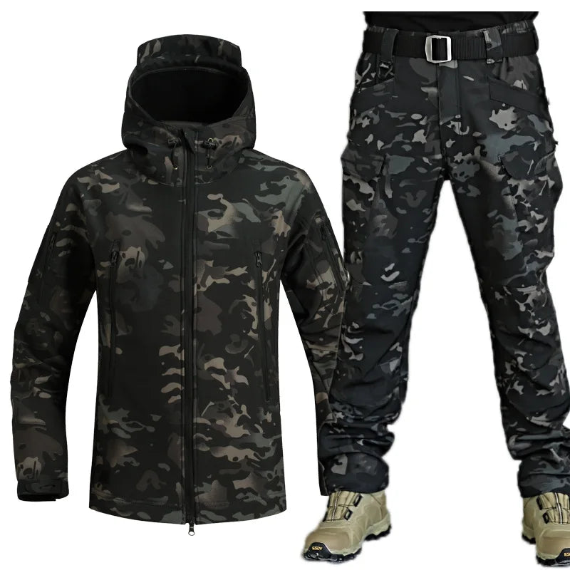 
                  
                    MOUNT Camo Plush Thickened Jacket Men's Tactical Sets Winter Waterproof Shark Skin Soft Shell...
                  
                