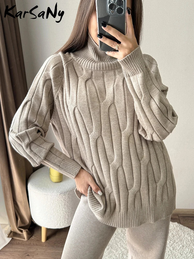 MOUNT Knitted Pullover Sweater Turtleneck Women Elegant Oversized Thick Jumpers Autumn Warm High...