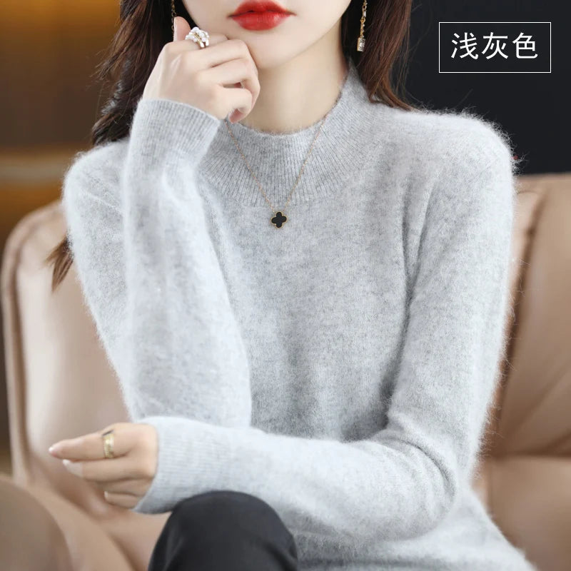 
                  
                    MOUNT Autumn and Winter New 100% Mink Cashmere Women's Sweater Half High Collar Pullover Casual...
                  
                