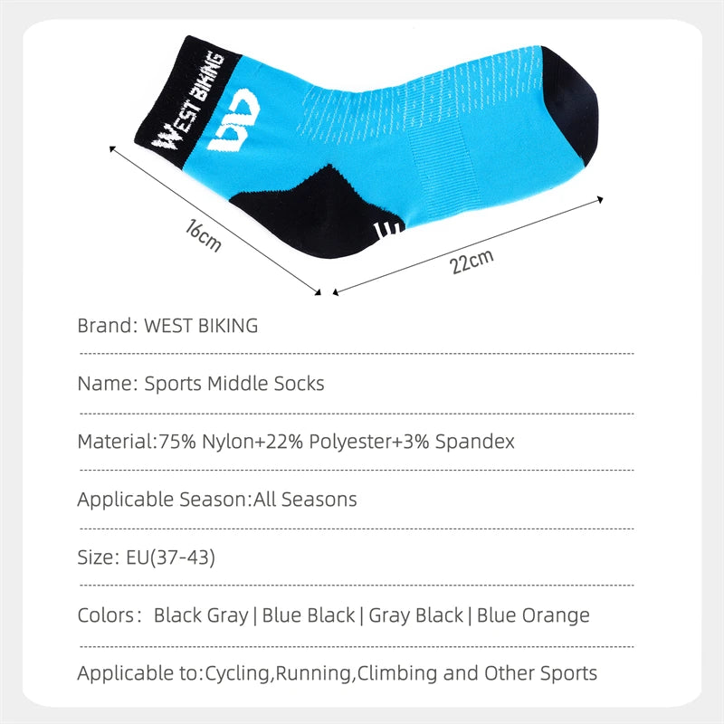 
                  
                    WEST BIKING Cycling Sports Socks High Quality Breathable Compression Football Socks Unisex Non-Slip Middle Running Soccer Socks
                  
                