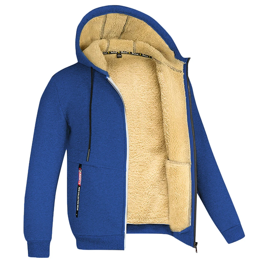 
                  
                    MOUNT Trendy Sweatshirt Coat Front Pockets Warm Zipper Lamb Wool Jacket  Men and Woman Winter Pure Color Plush Lined Cardigan Hoodie
                  
                