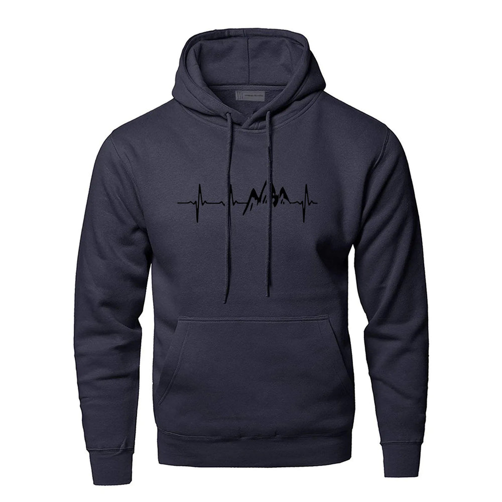 
                  
                    Men's Mountain Heartbeat Print Hoodies Sweatshirt Spring Autumn Long Sleeve Hooded Sweatshirt Black Gray Hoodie Sportswear
                  
                