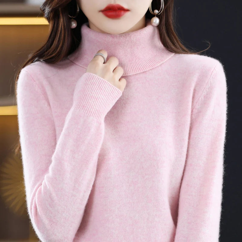 
                  
                    Wool Cashmere Sweater Women's Pullover Long Sleeve Autumn and winter High Turn-Down Collar Knit Sweater High Quality Jumper Top
                  
                