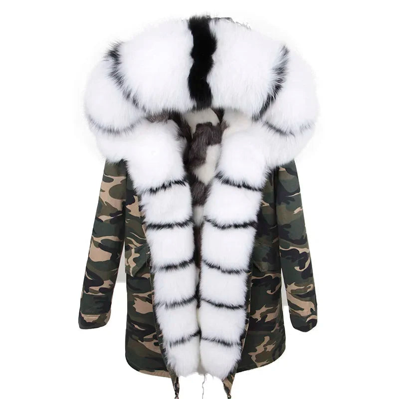 
                  
                    MOUNT Maomaokong Winter Women's Fur Jacket Long Outdoor Tops Real Fox Fur Collar Inner Fur Lining...
                  
                