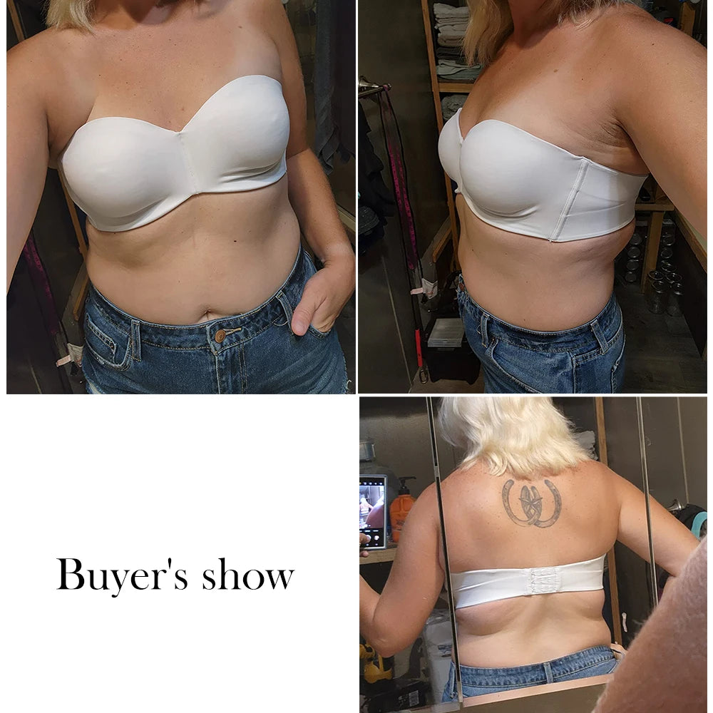 
                  
                    44 White Anti Slip Strapless Bra Plus Size Bras For Women Big Busted Big Chest Cup With Wire Big Size Bra Minimizer Brasieres
                  
                
