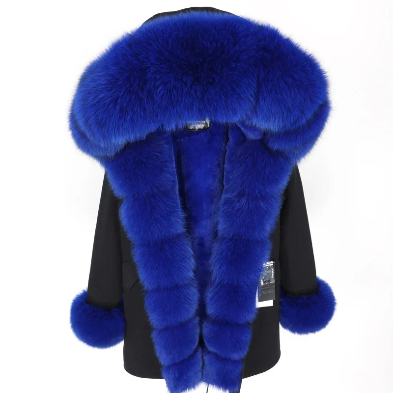 
                  
                    MOUNT MaoMaoKong Natural Real Fox Fur Jacket Hooded Black Waterproof Woman Winter Warm Coat...
                  
                