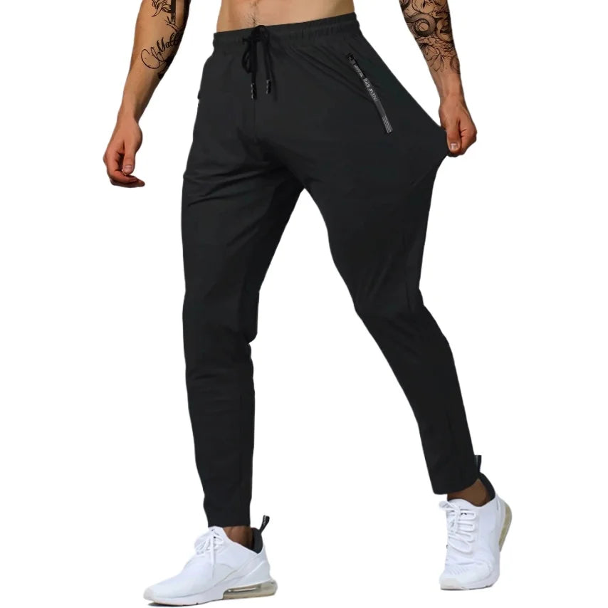 Ice Silk Men's Pants 2023 Summer New Black Gray Thin Business Casual Pants Outdoor Elastic Breathable Straight Leg Sweatpants