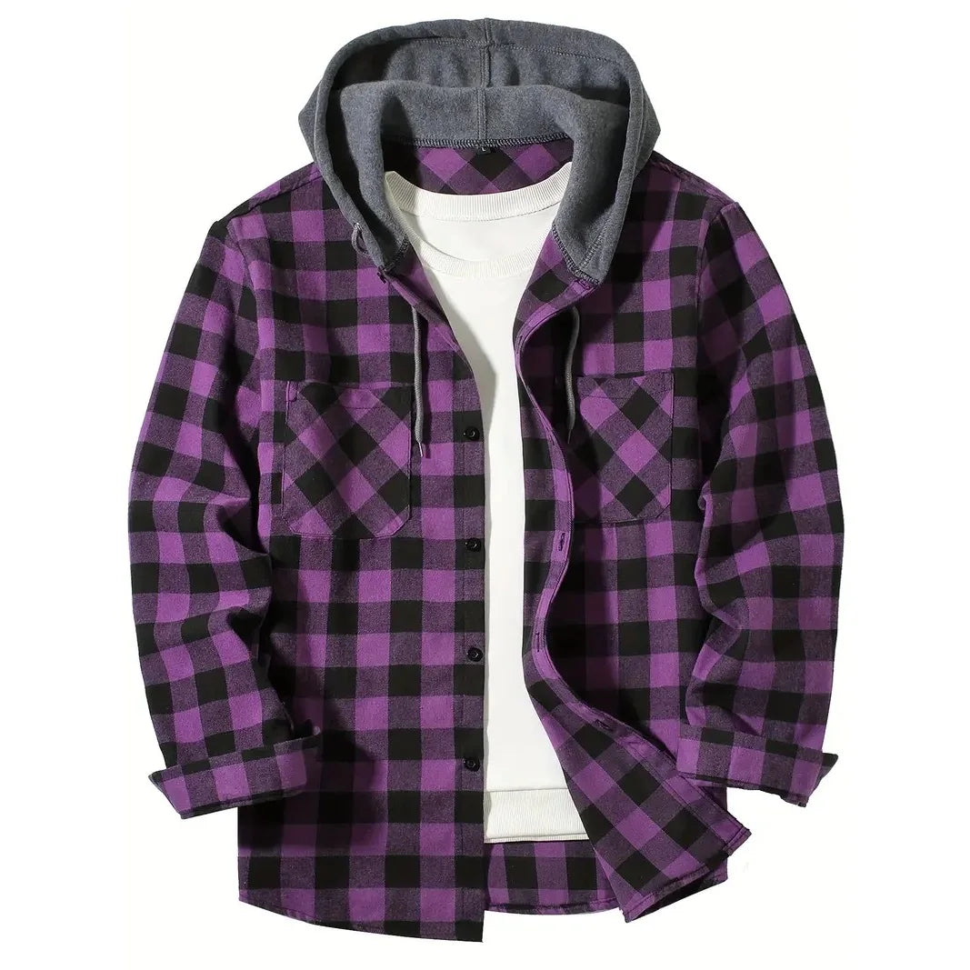 
                  
                    Men's Shirts Classic Plaid Casual Button Down Hooded Long Sleeved Double Pockets Shirt Hoodie Flannel Jacket Spring Autumn Tops
                  
                