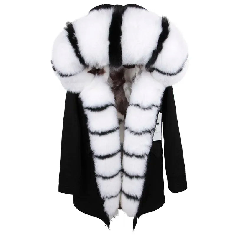 
                  
                    MOUNT Maomaokong Winter Women's Fur Jacket Long Outdoor Tops Real Fox Fur Collar Inner Fur Lining...
                  
                