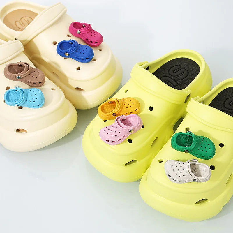 
                  
                    3D New Mini Shoes Shape PVC Shoe Charms for Crocs Accessories Women Beach Bag Sandals Buckle Kids Shoe Pins DIY Shoe Decorations
                  
                