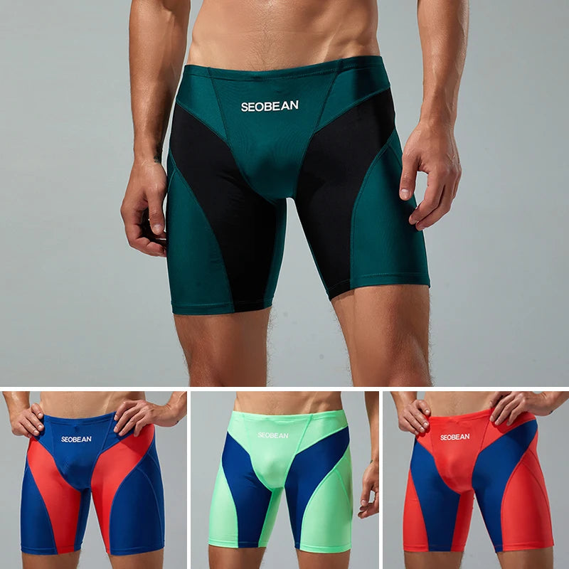 Men Tight Swim Shorts Professional Quick Dry Swimming Trunks For Men Plus Size Swim Short Pants Male Swimsuit Surfing Jammer