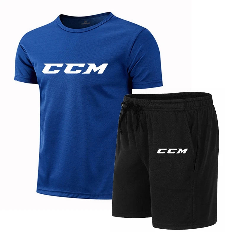 
                  
                    Summer Men's Fitness Fashion Men's Casual Sportswear Suit Quick Drying Sports Suit CCM Short Sleeve T-Shirt + Shorts 2 Piece Set
                  
                