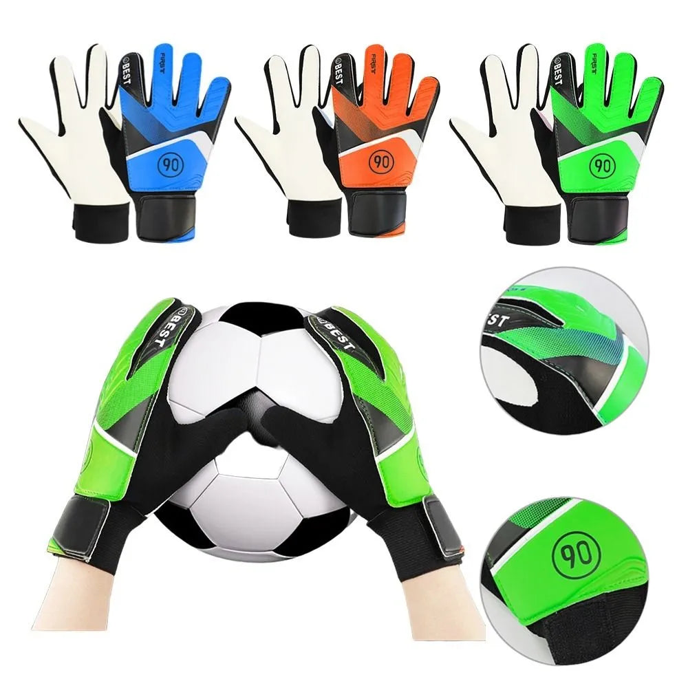 1 Pair Children Soccer Goalkeeper Gloves Anti-Collision Latex PU Goalkeeper Hand Protection Gloves Football Accessories for Kids