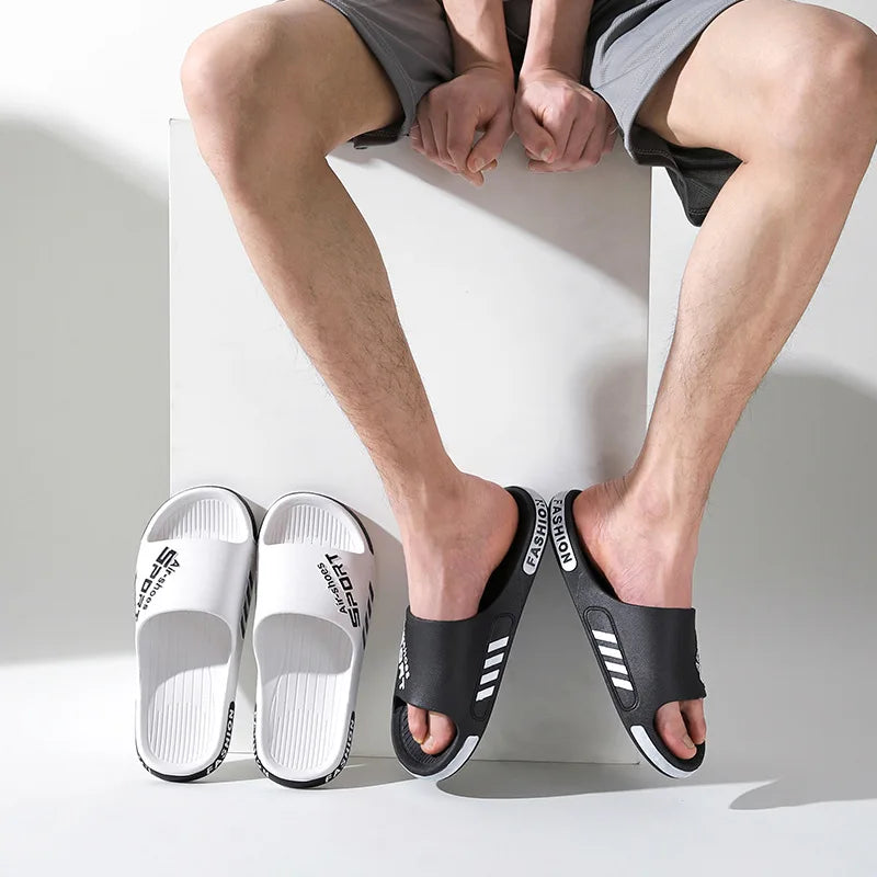 Fashion Men's Slippers PVC Soft Sole Non-slip Slides Casual Outdoor Beach Flip Flops Home Bathroom Couples Slippers New Sandal