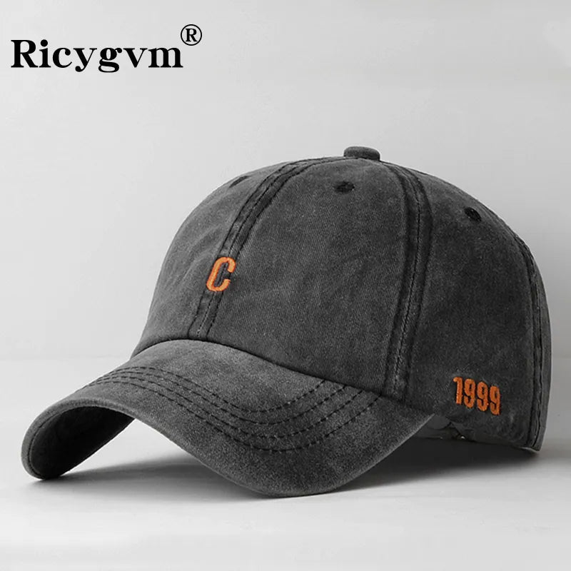 C 1999 Embroidery Letter Baseball Caps For Women Men Fashion Retro Washed Cotton Snapback Cap Summer Sun Hats Casquette Dad Hat