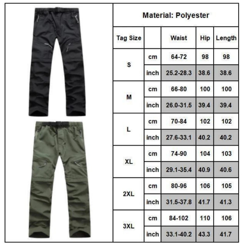 
                  
                    Men's Fashion Convertible Quick Dry Zip Outdoor Hiking Pants Jogging Running Breathable Trousers Shorts
                  
                