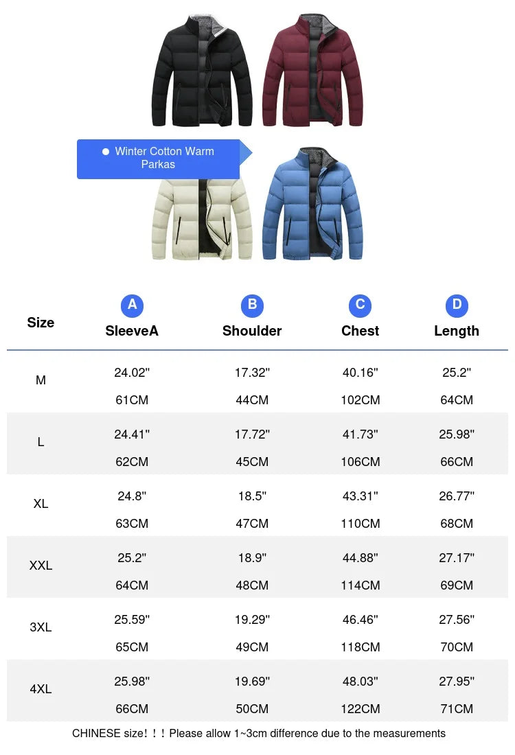 
                  
                    Autumn Winter Men's Warm Jackets Fashion Stand Collar Thicken Parkas For Men Thermal Comfortable Windbreaker Coats Clothing
                  
                