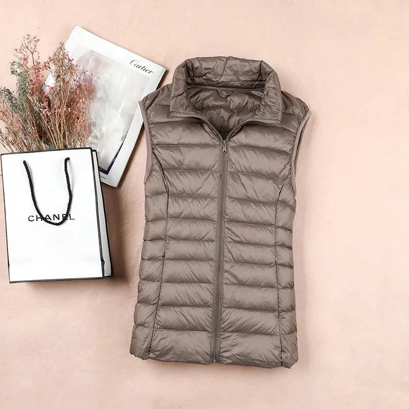 
                  
                    2023 White Duck Down Jacket Women Vest Autumn Winter Sleeveless Waistcoat Warm Lightweight Puffer Jacket Female Tops Outwear 8XL
                  
                