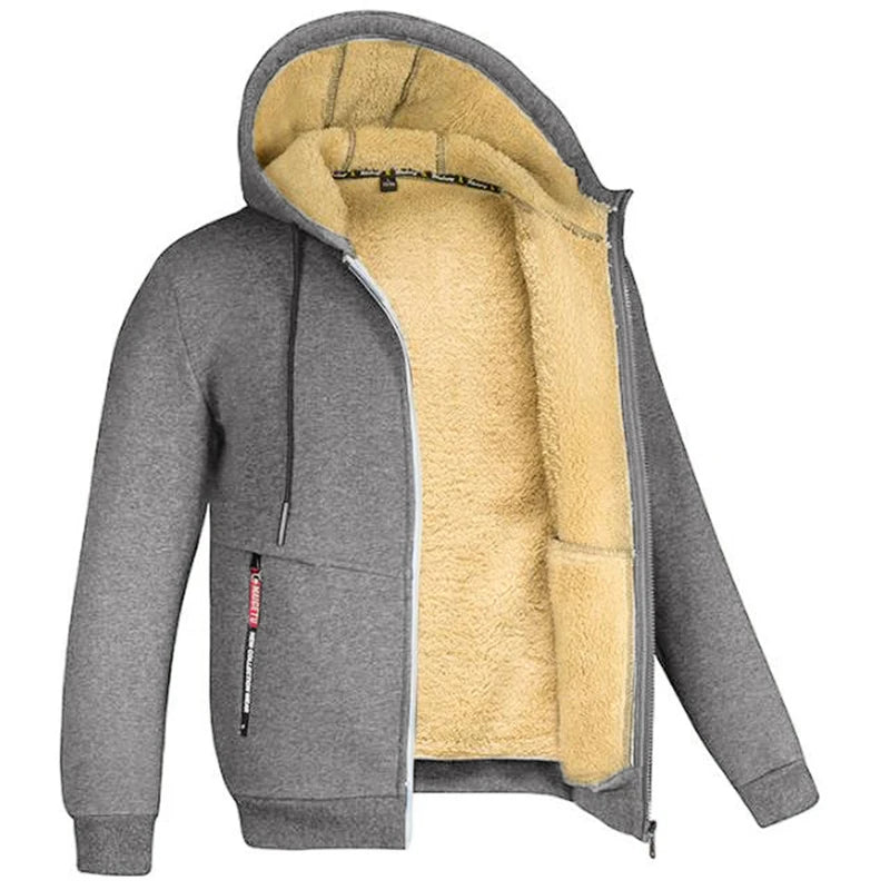 
                  
                    MOUNT Trendy Sweatshirt Coat Front Pockets Warm Zipper Lamb Wool Jacket  Men and Woman Winter Pure Color Plush Lined Cardigan Hoodie
                  
                