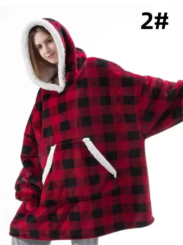 
                  
                    Winter Hoodies Sweatshirt Women Men Pullover Fleece Giant TV Oversized Blanket with Long Flannel Sleeves
                  
                