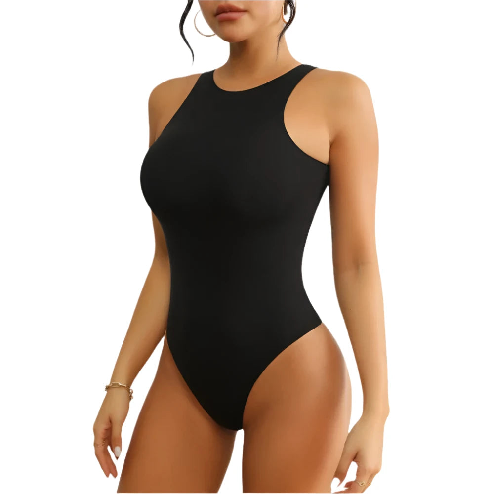 Round Neck Tank Bodysuit Thong Corset Slimming Women Shapewear Naked Feeling Sports Bodycon