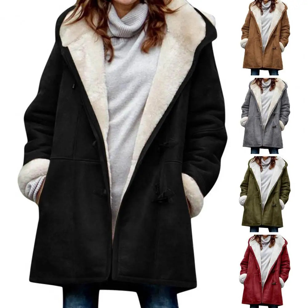 
                  
                    Stylish Winter Overcoat Washable Women Outerwear Hooded Single Breasted Hood Jacket  Streetwear
                  
                