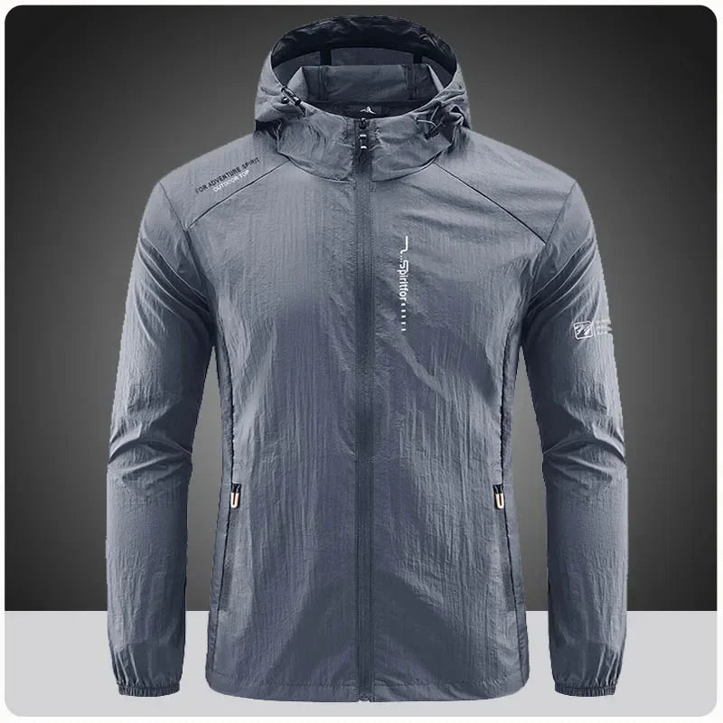 MOUNT Summer Outdoor Quick Dry Sun-Protective Thin Jacket Men Hiking Fishing Cycling Hooded Gym Sport Windbreaker Ultra Light Coats