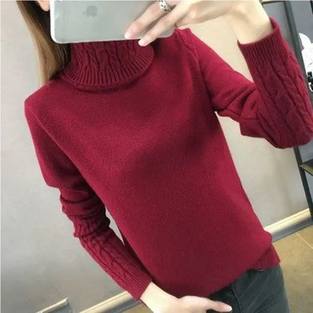 
                  
                    Women Sweater Turtleneck Pullovers Autumn Winter Sweaters New 2023 Long Sleeves Thick Warm Female Sweater Khaki
                  
                