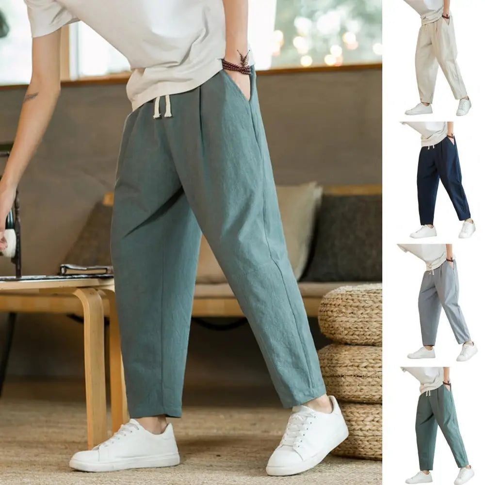 
                  
                    Men's Jogger Sweatpants Fashion Drawstring Streetwear Casual Trousers Male Loose Pant Linen Trousers Track WorkPants Sportpants
                  
                