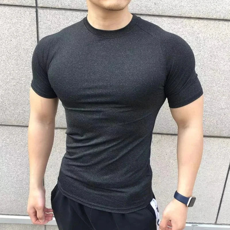 2024 New Men Summer Short Sleeve Fitness T Shirt Running Sport Gym Compression T Shirt Workout Casual High Quality Tops Clothing
