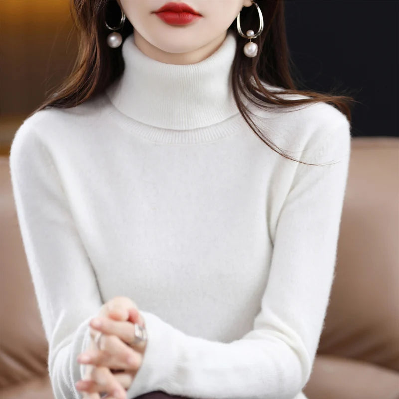 
                  
                    Wool Cashmere Sweater Women's Pullover Long Sleeve Autumn and winter High Turn-Down Collar Knit Sweater High Quality Jumper Top
                  
                