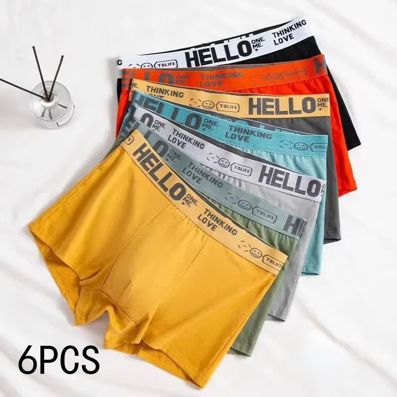 6pieces Mens Underwear Men Cotton Underpants Male Pure Men Panties Shorts Breathable Boxer Shorts Comfortable soft Plus size