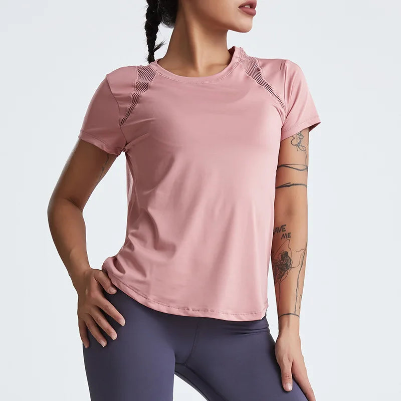 
                  
                    Loose Yoga Clothes Tops Short-Sleeved Running Quick-Drying Clothes T-Shirts Short Sports Hollow Fitness Clothes Women's Blouses
                  
                