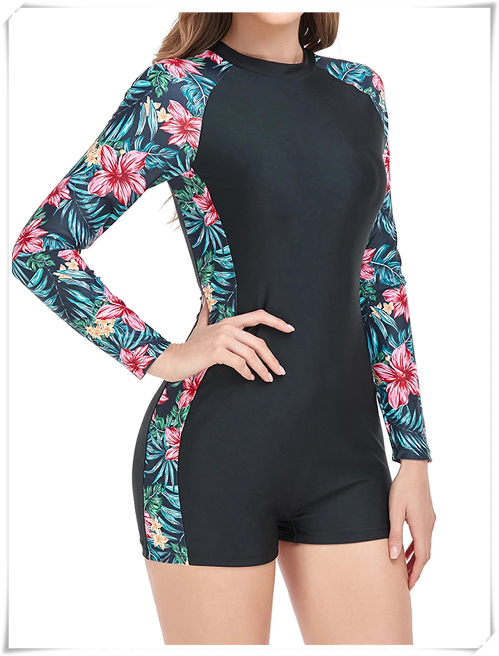 
                  
                    Long Sleeve Printed Swimsuit 2023 Women One Piece Surfing Swimwear Female Zipper Rashguard Diving Clothes Bathing Swimming Suit
                  
                