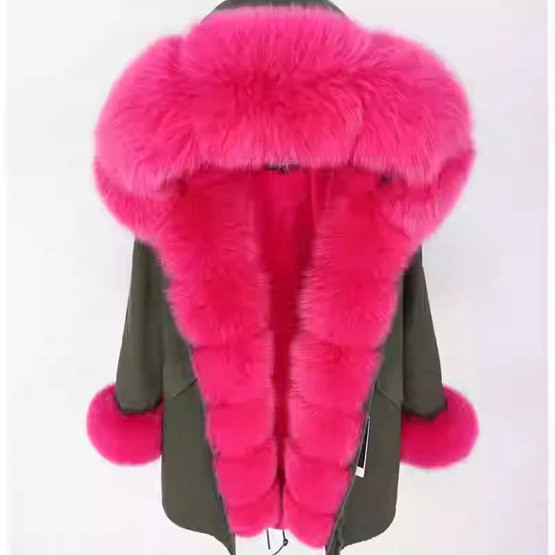 
                  
                    MOUNT MaoMaoKong Natural Real Fox Fur Jacket Hooded Black Waterproof Woman Winter Warm Coat...
                  
                