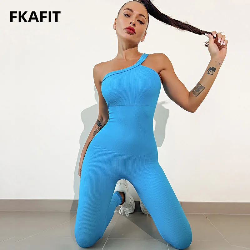 
                  
                    Women's Tracksuit One Shoulder Solid Yoga Jumpsuit One Piece Workout Sleeveless Rompers Sportswear Gym Set
                  
                