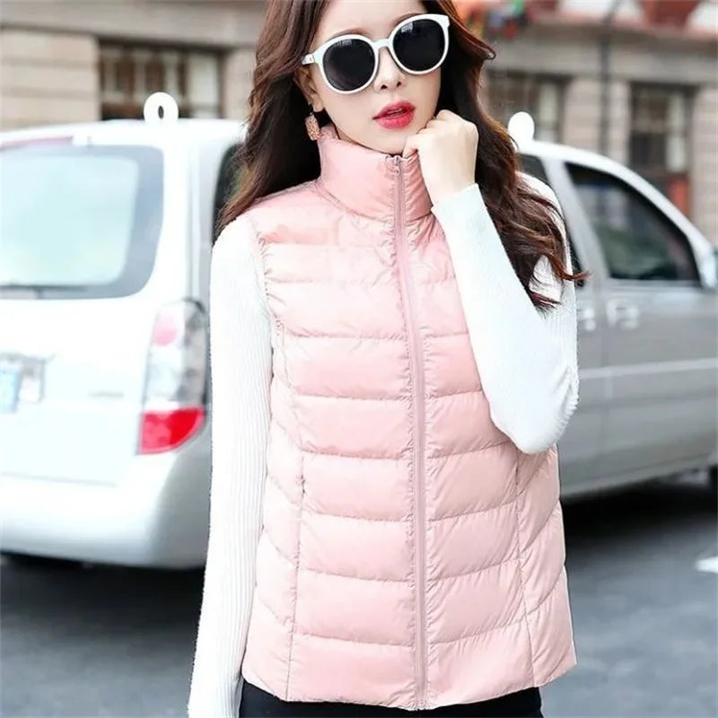 
                  
                    2023 White Duck Down Jacket Women Vest Autumn Winter Sleeveless Waistcoat Warm Lightweight Puffer Jacket Female Tops Outwear 8XL
                  
                