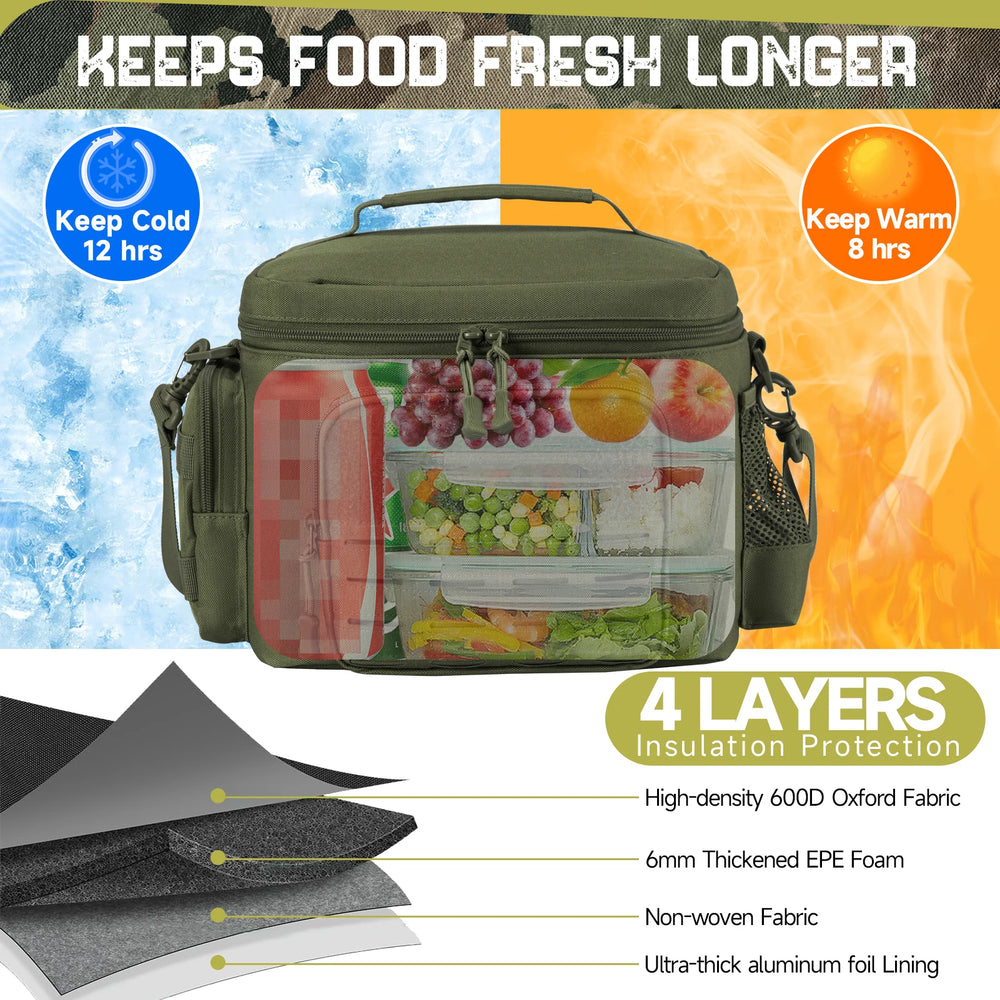 
                  
                    MOUNT Tactical Lunch Box for Men Outdoor Heavy Duty Lunch Bag Work Leakproof Insulated Durable Thermal Cooler Bag Meal Camping Picnic
                  
                